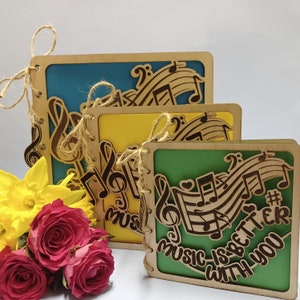 Biglietto di San Valentino in legno personalizzato/ricordo/La musica è meglio con te/amante della musica/personalizzato/matrimonio in legno/5° anniversario