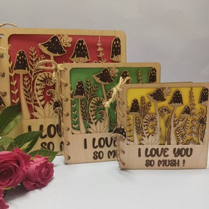 Tarjeta personalizada de madera del día de San Valentín/recuerdo/hongos/champiñones/personalizado/personalizado/boda de madera/tarjeta de madera de boda/5º aniversario