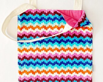 Colourful Striped Pattern Tote Bag - Rainbow Tote Bag - Bright Colourful Beach Bag