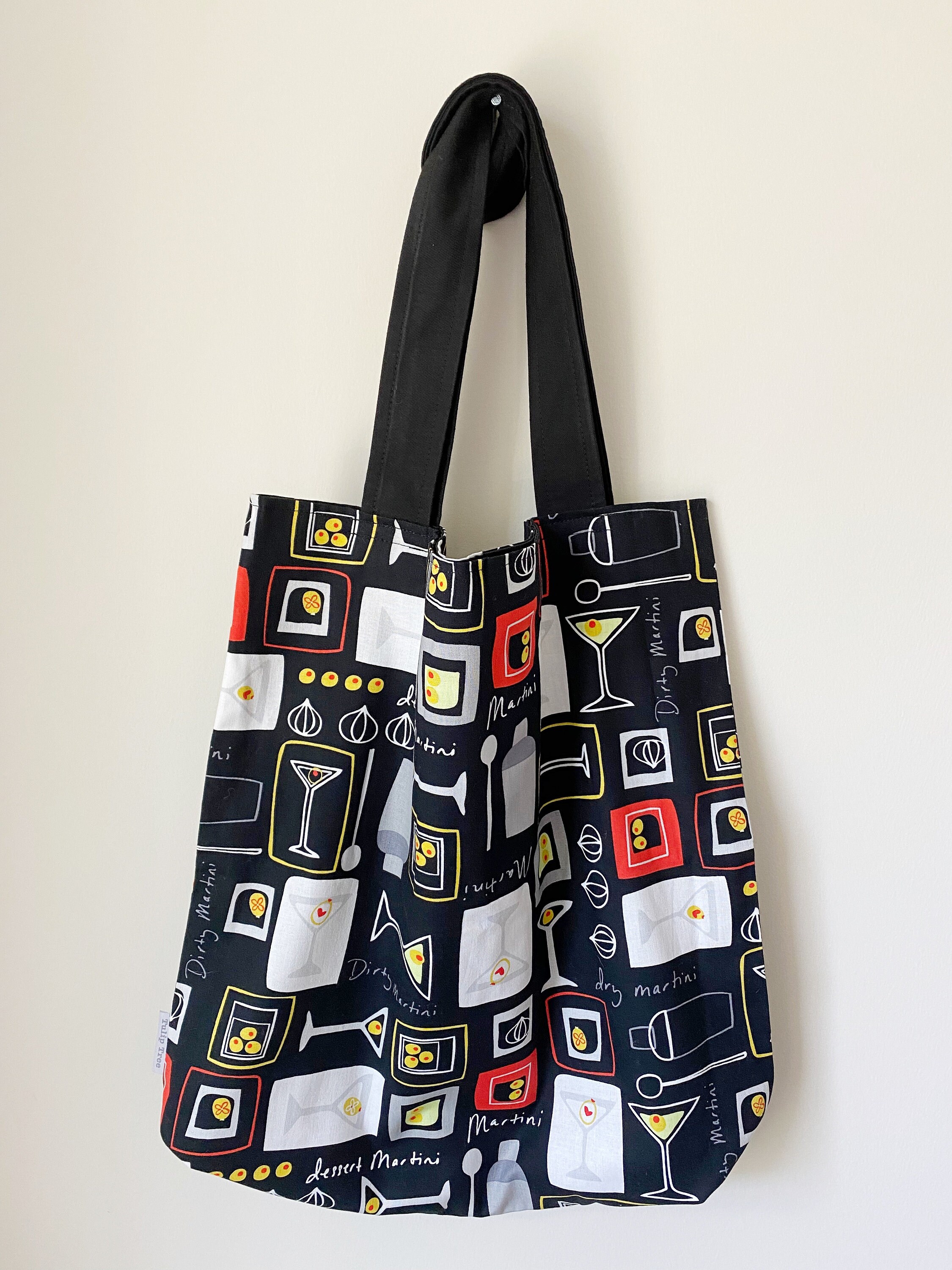 Martini Tote Bag Cocktail Pattern Tote Happy Hour Bag - Etsy