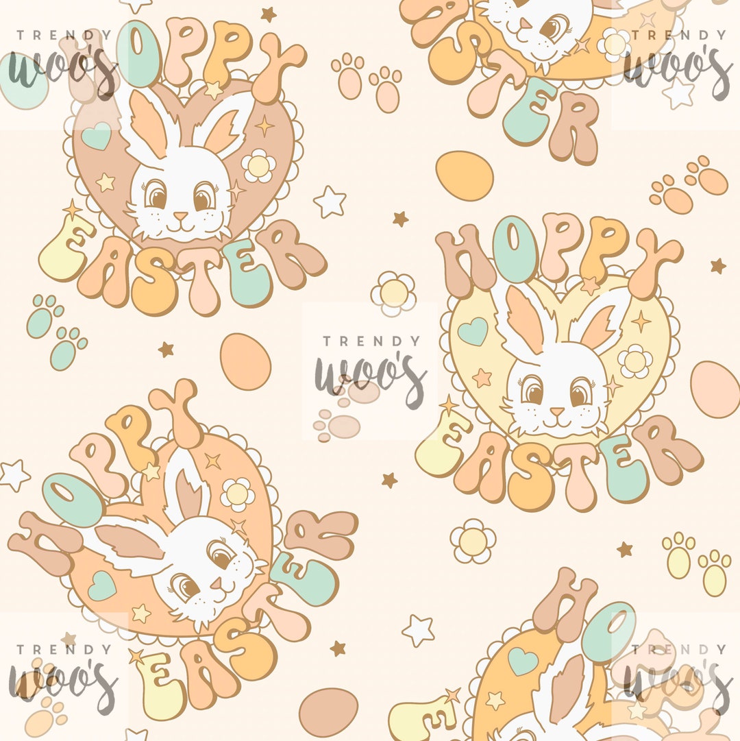 70s Cartoon Rabbit Hopyy Easter Bunny Rabbit Spring Retro 70s Geometric Cute Boho Kids ...