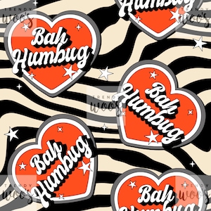 Bah Humbug Christmas Xmas Retro Heart Marble 50s 60s 70s Seamless Pattern / Fabric Design / Surface Pattern / Digital Pattern