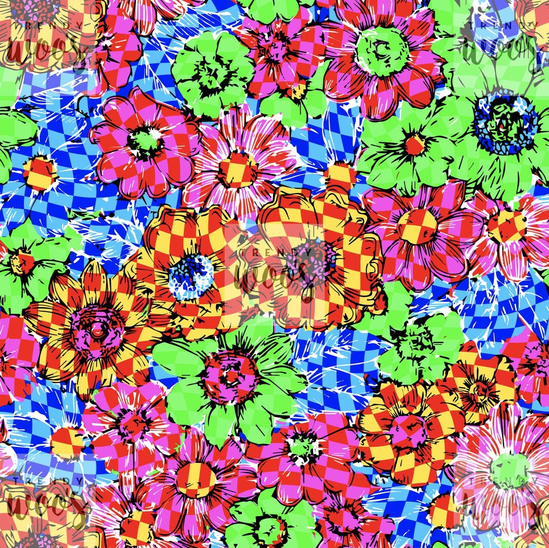 Retro Rave Psychedelic Floral Flowers Dopamine Summer Neon Clash
