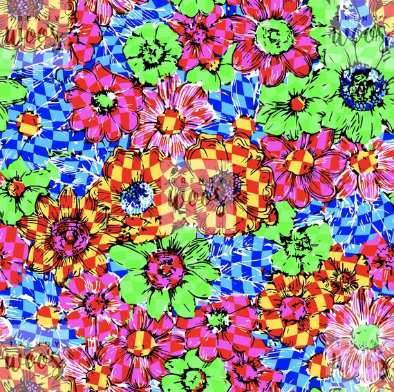 Retro Rave Psychedelic Floral Flowers Dopamine Summer Neon Clash