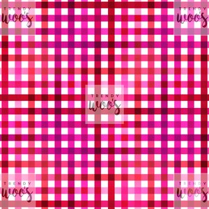 Dark Pink Red Gingham Check Love Valentine Seamless Pattern / Fabric Design / Surface Pattern / Digital Paper / Digital Pattern