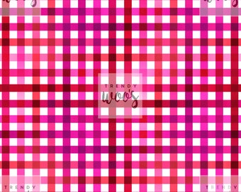 Dark Pink Red Gingham Check Love Valentine Seamless Pattern / Fabric Design / Surface Pattern / Digital Paper / Digital Pattern