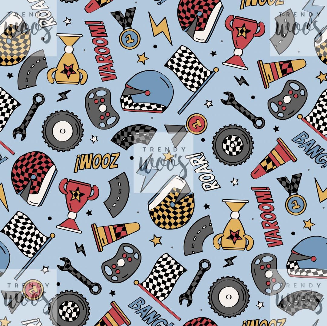 Mopar Racing Pattern Motorsport Race Racing Car Sport Boys Retro Vintage Blue Monochrome ...