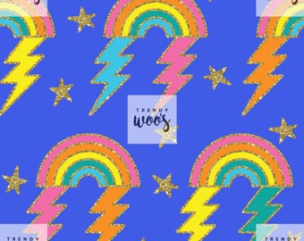 Sparkle Lightning Rainbows Seamless Pattern / Fabric Design / Surface Pattern / Digital Paper / Digital Download / Digital Pattern