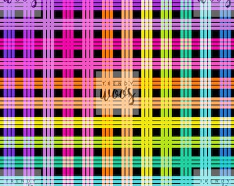 Bright Rainbow Retro Gingham Check Seamless Pattern / Fabric Design / Surface Pattern / Digital Paper / Digital Download / Digital Pattern