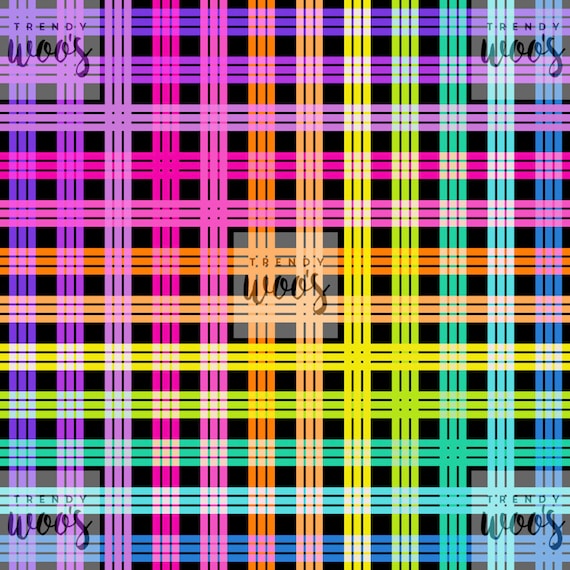 Rainbow Check Pattern Bright Rainbow Retro Gingham Check Seamless Pattern / Fabric | Etsy