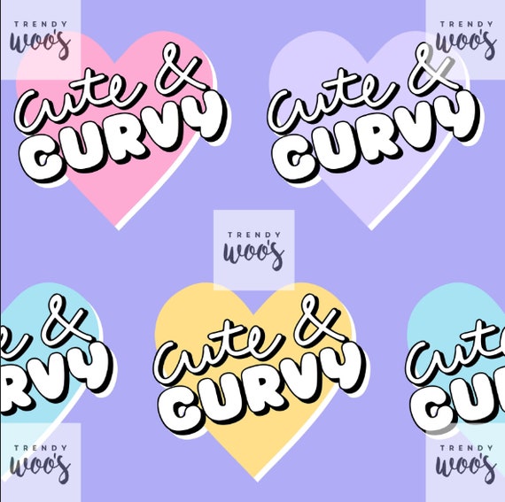 Cute and Curvy Slogan Girl Woman Seamless Pattern / Fabric Design