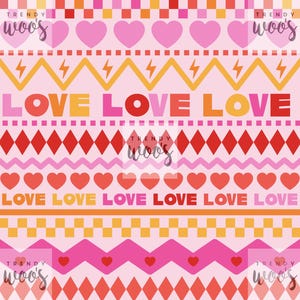Fair Isle Valentinstag Nordische Strick-Liebe Retro Herz Rosa Geometrisches Nahtloses Muster / Stoff-Design / Oberflächenmuster / Digitales Muster