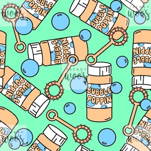 Bubble Poppin' Bubbles Retro Kids Toys Kawaii Cute Seamless Pattern / Fabric Design / Surface Pattern / Digital Pattern / Digital Pattern