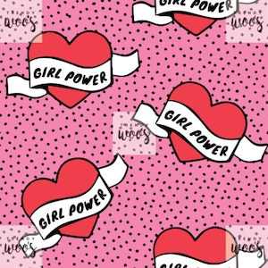 Girl Power Feminist Slogan Seamless Pattern / Fabric Design / Surface Pattern / Digital Paper  / Digital Download / Digital Pattern