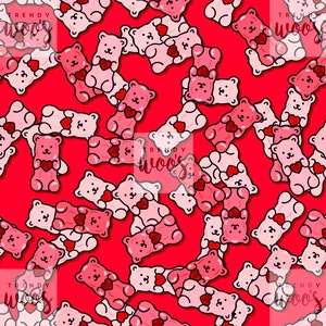 Gummy Bears Candy Sweets Valentines Love Cute Kawaii Seamless Pattern / Fabric Design / Surface Pattern / Digital Paper / Digital Pattern