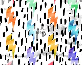 Lightning Scandi Rainbow Watercolour Seamless Pattern / Fabric Design / Surface Pattern / Digital Paper  / Digital Download /Digital Pattern