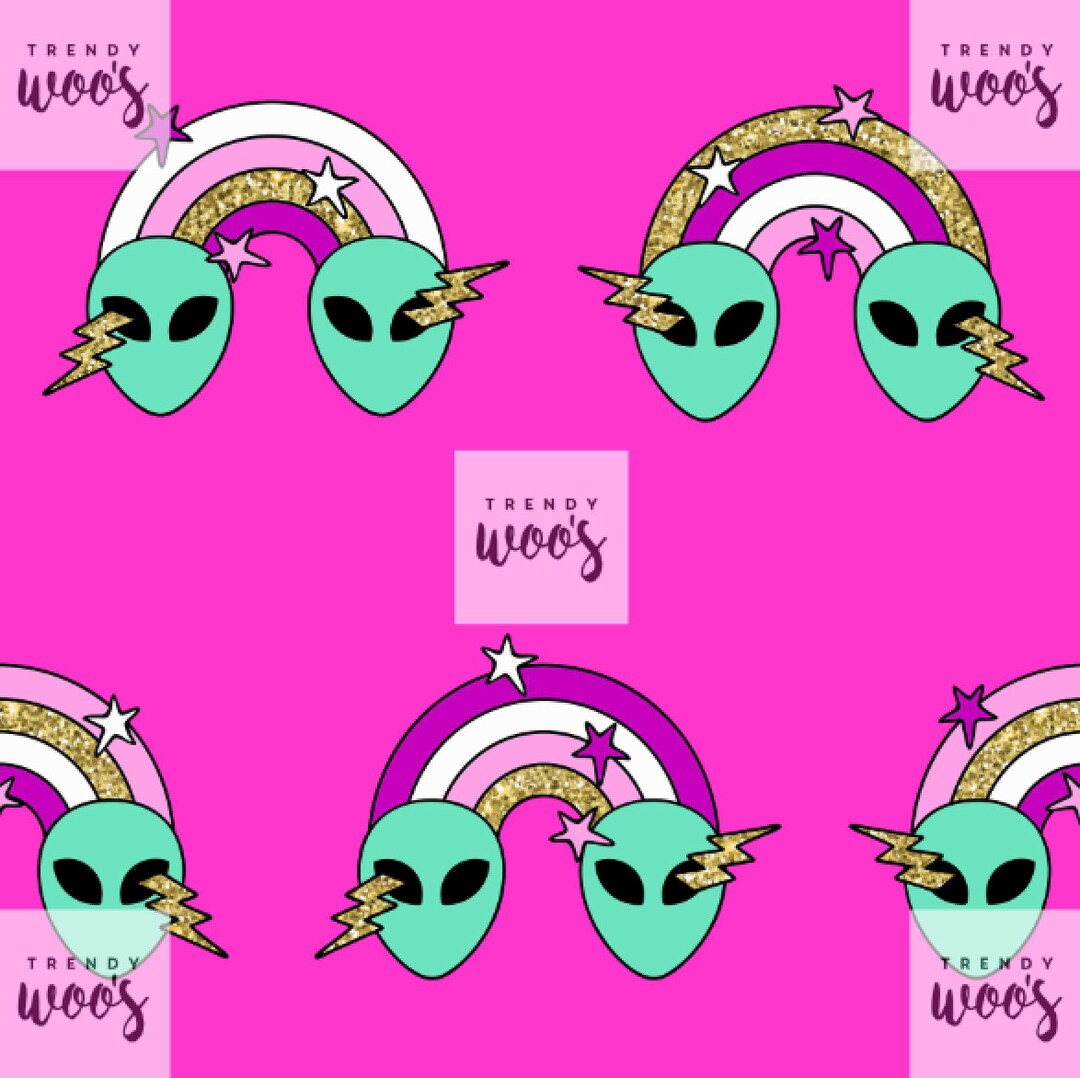 Girls Alien Rainbow Lightning Seamless Pattern / Fabric Design ...