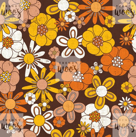 Hippie flowers boho seamless background. floral retro pattern