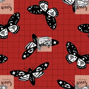 Mystic Moths Mystical Celestial Seamless Pattern / Fabric Design / Surface Pattern / Digital Paper  / Digital Download / Digital Pattern
