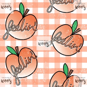 Feelin&#39; Peachy Cute Girly Summer Fruit Seamless Pattern / Fabric Design / Surface Pattern / Digital Paper / Digital Pattern