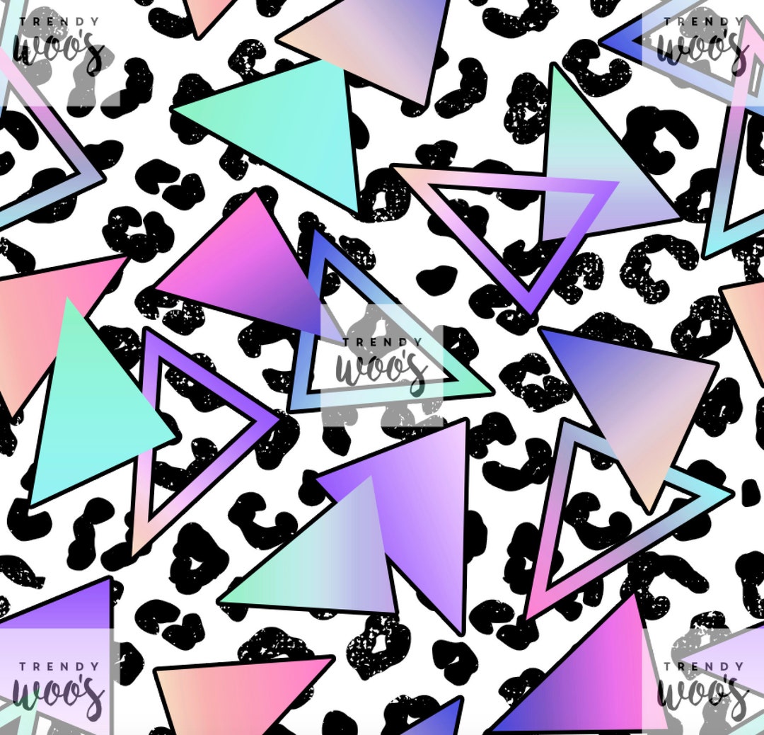 80s Leopard Triangles White Seamless Pattern / Fabric Design / Surface ...