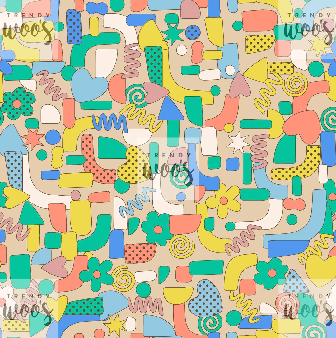 Retro Memphis Shapes 80s Pastel Geometric Fun Unisex Neutral Summer ...