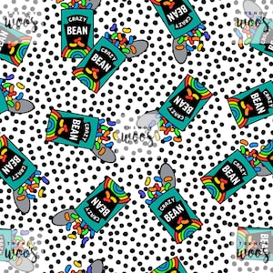 Crazy Bean Rainbow Seamless Pattern / Fabric Design / Surface Pattern / Digital Paper / Digital Download / Digital Pattern