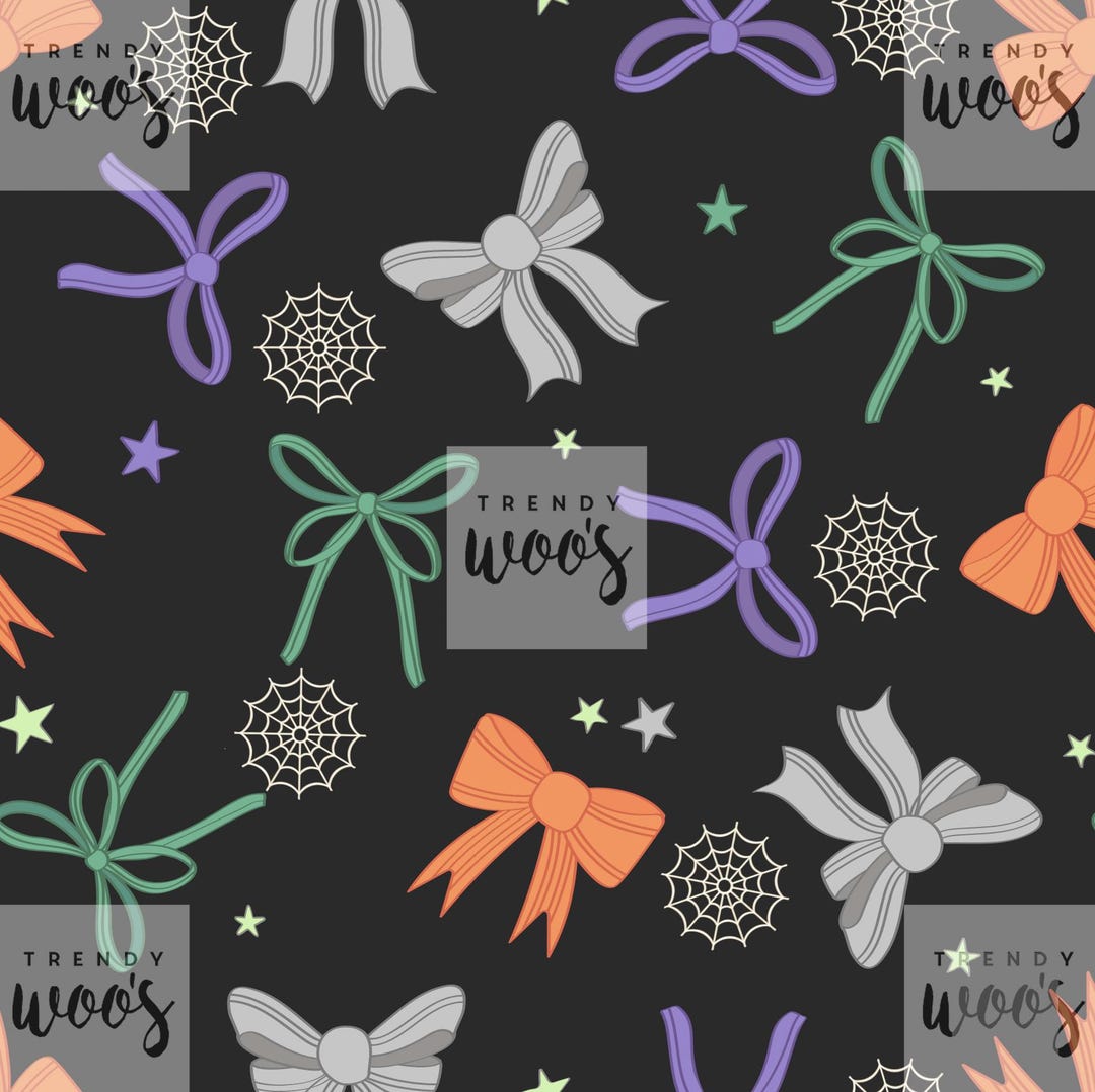 Coquette Preppy Bows Cute Vintage Spider Halloween Grey Girls Seamless ...