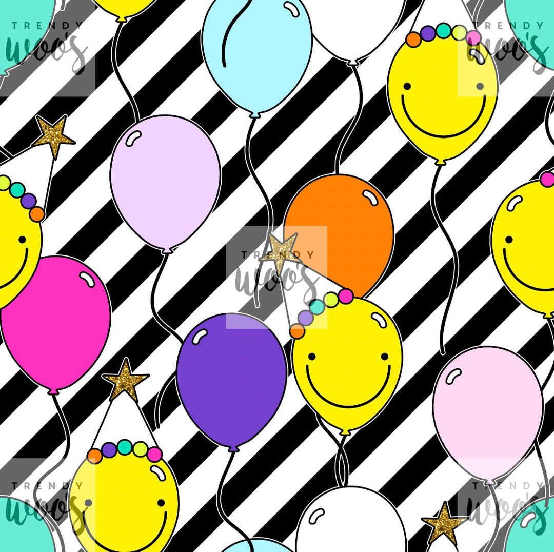 Cute Balloons Happy Birthday Party Retro Seamless Pattern / Fabric ...