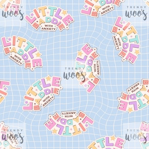 Little Baddie With Anxiety Mental Health Slogan Positivity Affirmation Seamless Pattern / Fabric Design / Surface Pattern / Digital Pattern