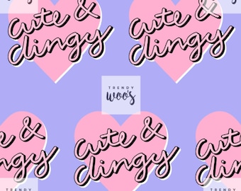 Cute and Clingy Slogan Girl Woman Seamless Pattern / Fabric Design / Surface Pattern / Digital Paper / Digital Download / Digital Pattern