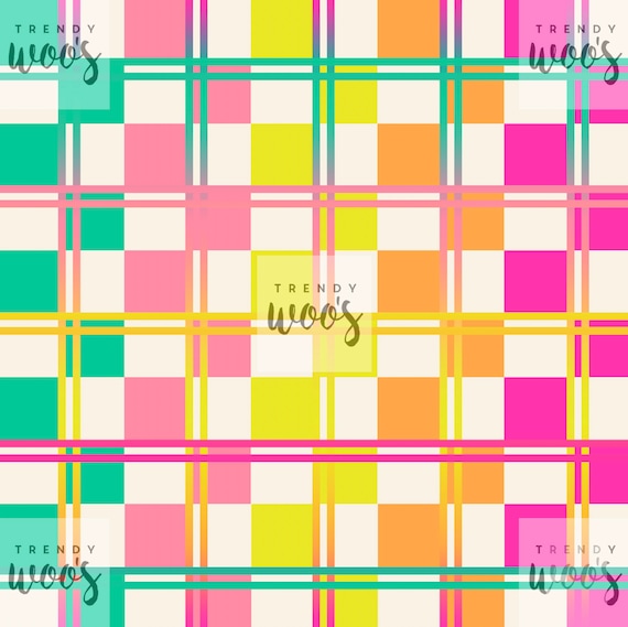 Retro Wave Gingham Check Checkerboard Dopamine Summer Bright Seamless Pattern / Fabric Design / Surface Pattern / Digital Pattern
