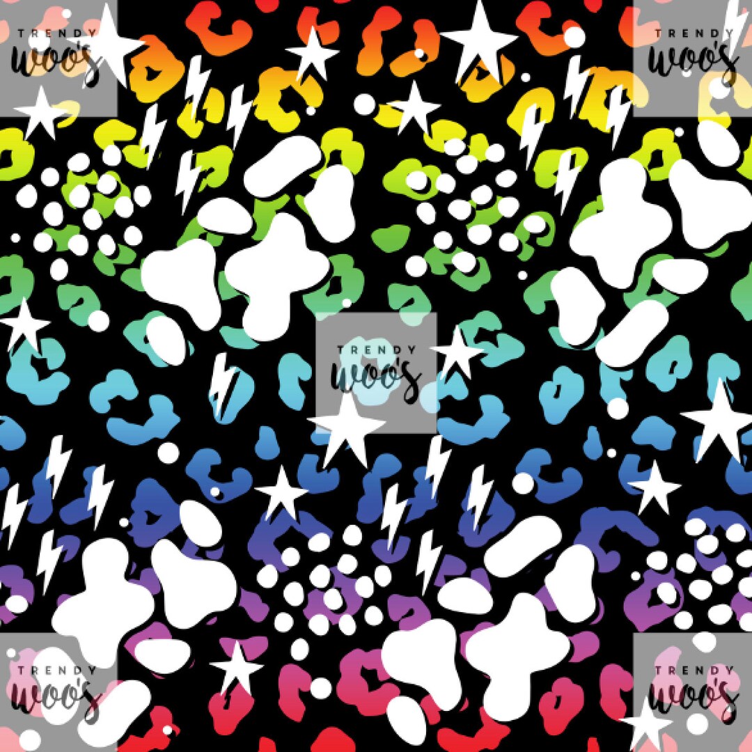 Rainbow Shapes Star Lightning Cow Seamless Pattern / Fabric Design ...