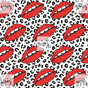 Leopard lips Animal print Seamless Pattern / Fabric Design / Surface Pattern / Digital Paper  / Digital Download / Digital Pattern
