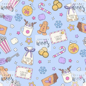 Weihnachtsmann Schokolade Lebkuchen Pastell Nahtloses Muster / Stoffdesign / Oberflächenmuster / Digitales Muster