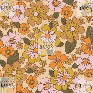 70s Floral Vintage Summer Boho Retro Seamless Pattern / Fabric Design / Surface Pattern / Digital Paper / Digital Download/ Digital Pattern