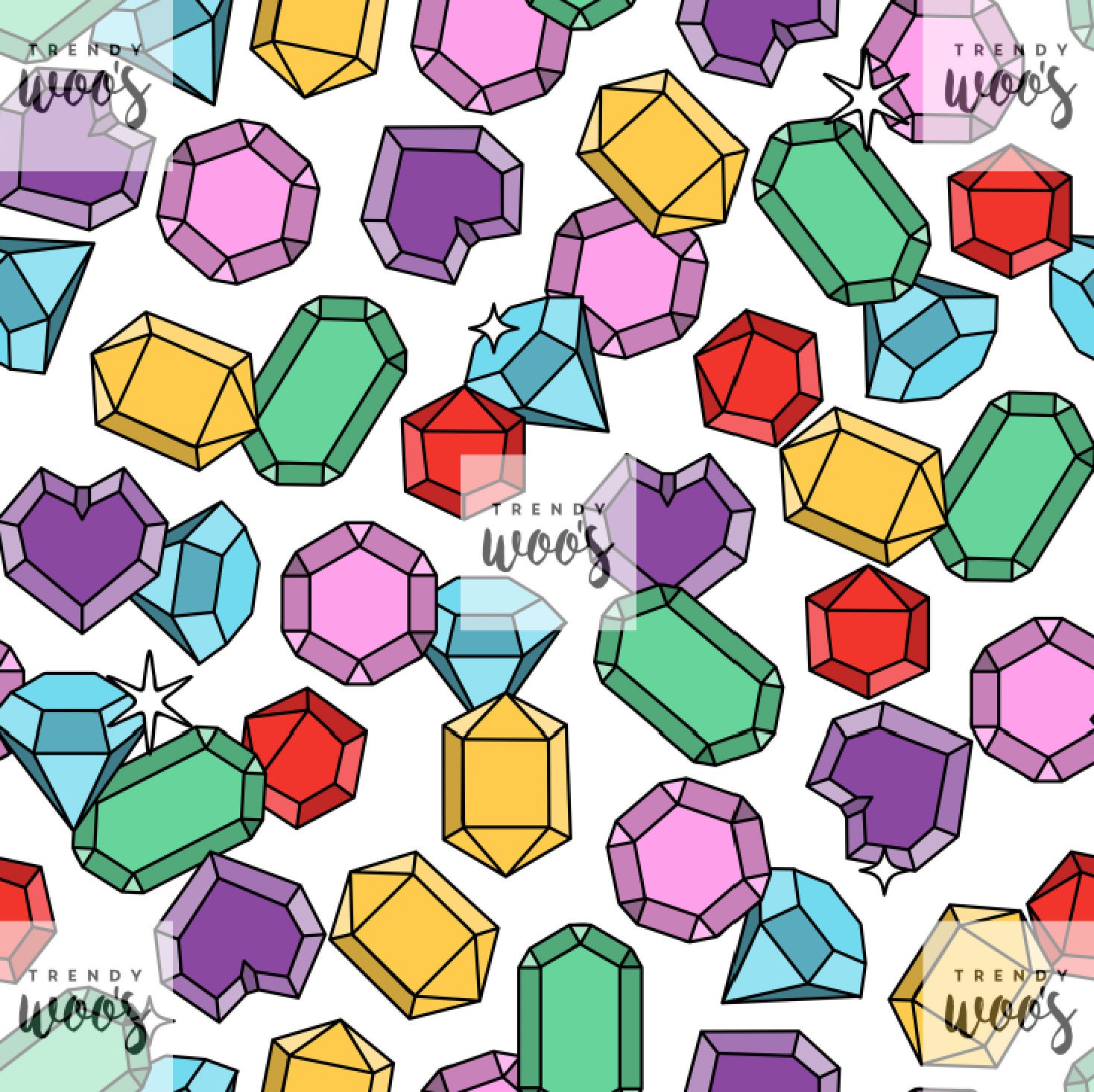 Gem Jewels Seamless Pattern / Fabric Design / Surface Pattern Etsy