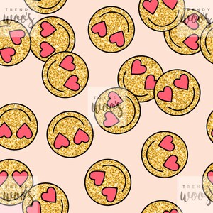 Heart Eyes Valentines Smile smile Love Boho Seamless Pattern / Fabric Design / Surface Pattern / Digital Paper / Digital Pattern