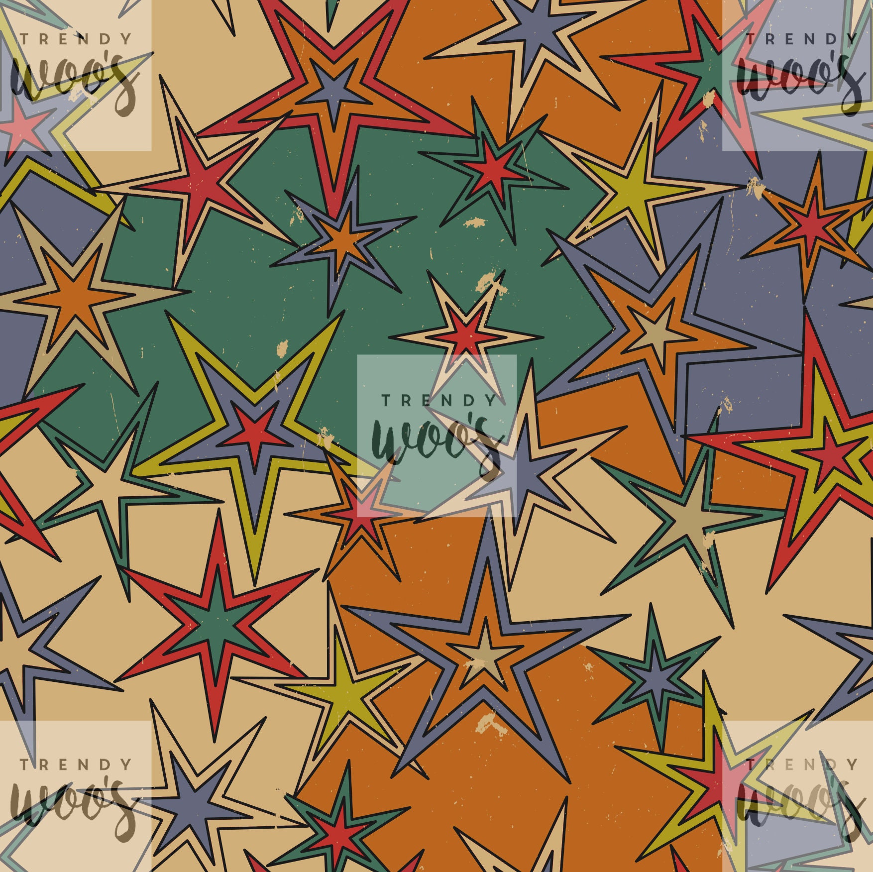 Abstract Retro Stars Geometric Splice Unisex Check 80s 90s Vintage 