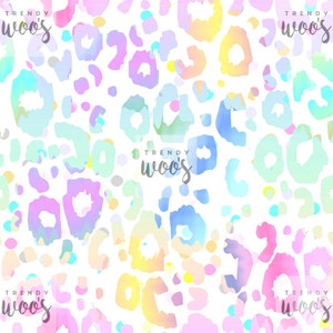 Watercolour Wash Leopard Print 80s 90s Rainbow Pastel Seamless Pattern / Fabric Design / Surface Pattern / Digital Paper / Digital Pattern
