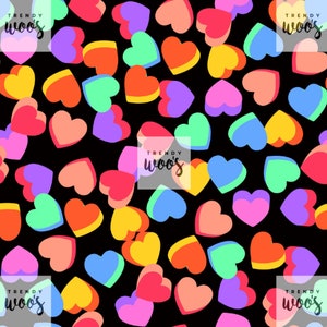 Love Hearts Valentines Retro Seamless Pattern / Fabric Design / Surface Pattern / Digital Paper  / Digital Download / Digital Pattern