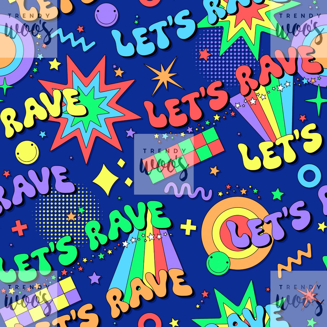 Let's Rave Party Disco Dopamine Festival Retro 90s Rainbow Unisex ...