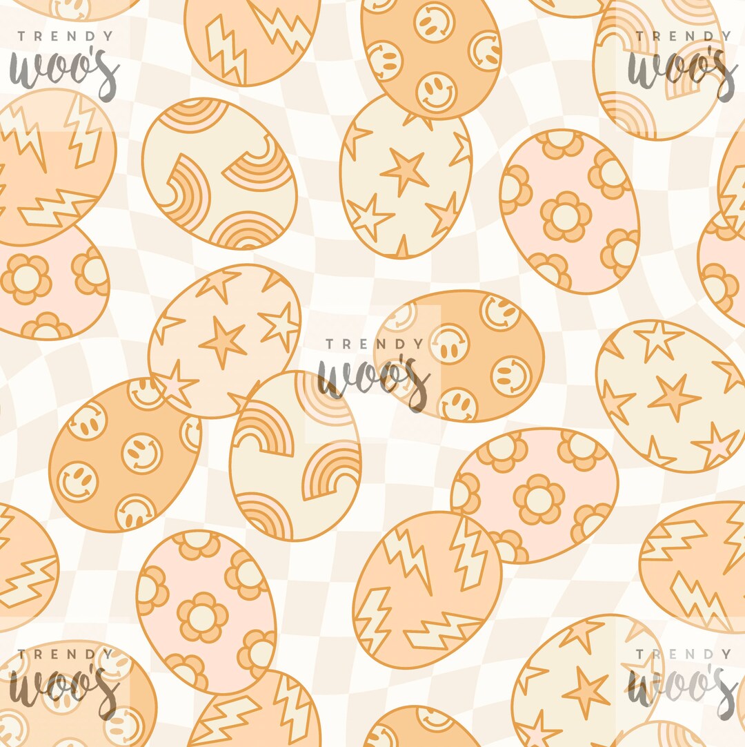 Easter Eggs Spring Retro 90s Fun Neutral Muted Boho Seamless Pattern ...