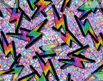 Lightning Thunder Rainbows Glitter Sparkle Retro LGBT Seamless Pattern / Fabric Design / Surface Pattern / Digital Paper / Digital Pattern