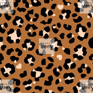 Heart Leopard Cheetah Animal Print Valentines Seamless Pattern / Fabric Design / Surface Pattern / Digital Paper / Digital Pattern