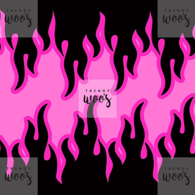 90s Flame Fire Cute Pink Diva Seamless Pattern / Fabric Design ...