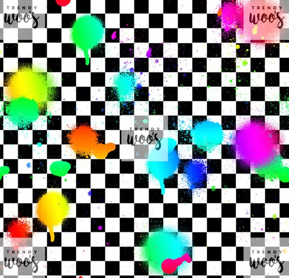 Rainbow Check Alternative Punk Graffiti 80s 90s Spray Paint Checkerboard  Fabric Design Surface Pattern Digital Paper Digital Pattern