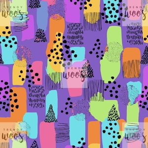Abstracte vormen Memphis Leuk eigenzinnig zomer retro jaren 90 geometrisch kinderen naadloos neonpatroon / Stofontwerp / Oppervlaktepatroon / Digitaal patroon