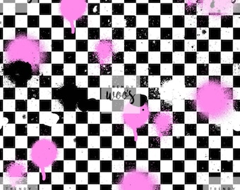 Pink Check Alternative Punk Graffiti Spray Paint / Fabric Design / Surface Pattern / Digital Paper / Digital Download / Digital Pattern