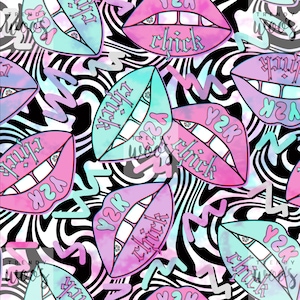 Y2K Noughties 00s Chick Lips Retro Girls Cute Marble Seamless Pattern / Fabric Design / Surface Pattern / Digital Paper / Digital Pattern